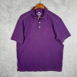Tommy Bahama Island Zone Mens Large Purple Cotton Blend Polo Shirt